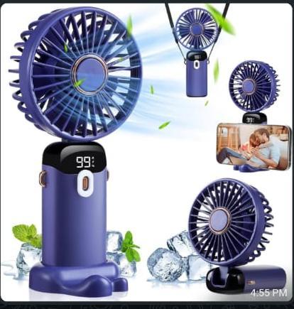 Foldable USB Neck Hanging Fan With Phone Stand