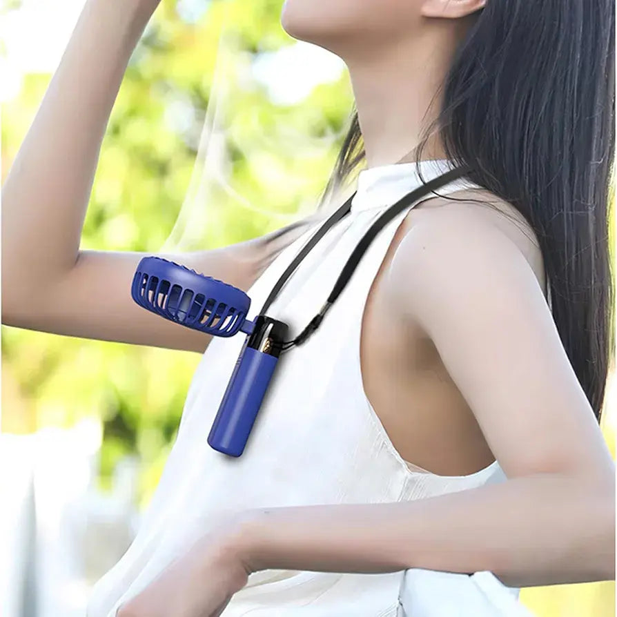 Foldable USB Neck Hanging Fan With Phone Stand