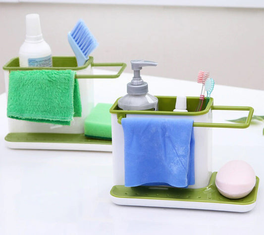3-in-1 Soap Pump Dispenser With Sponge Holder Liquid Dispenser Container Hand Press Soap Organizer