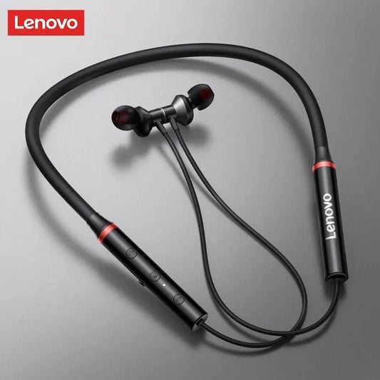 Lenovo Premium Bluetooth Neckband Model 05 – Super Bass Wireless Earphones with Clear Voice & Fast Charging (Black) / Super Bass Neckband