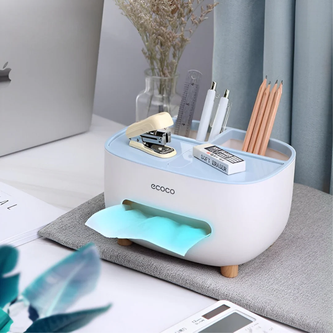 Ecoco Tissue Box With Multifunctional Storage Drawer Creative Desk Organizer