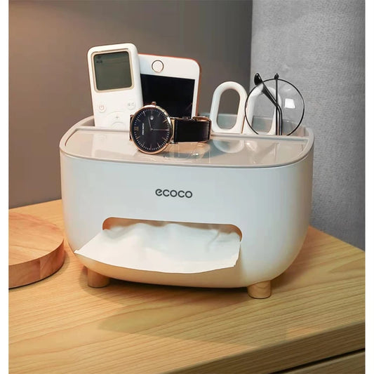 Ecoco Tissue Box With Multifunctional Storage Drawer Creative Desk Organizer