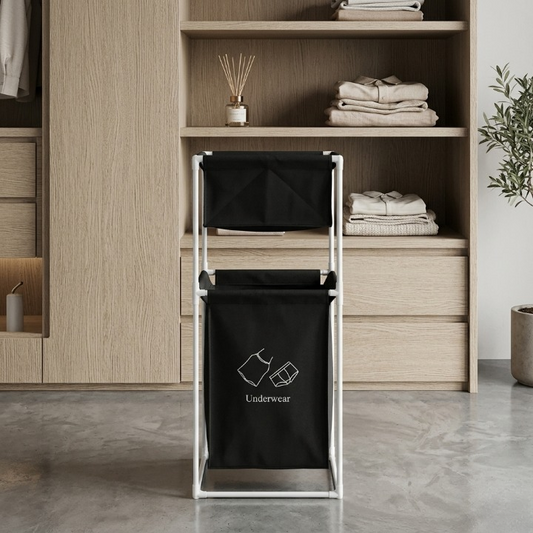 Fabric Laundry Hamper With Dual Compartments
